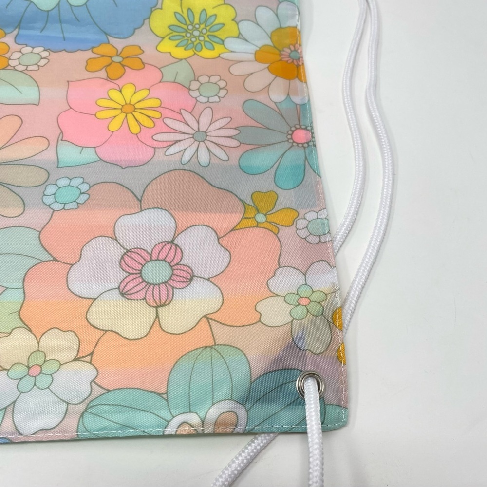 Matilda Jane Striped Floral Cinch Sack Drawstring Bag Beach Pastel - Picture 4 of 4